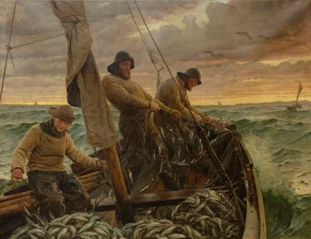 Hornbækfiskere på sildefangst by P.S. Krøyer
