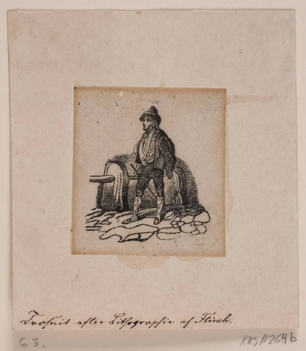 En hyrde (?) (efter litografi) by Andreas Flinch