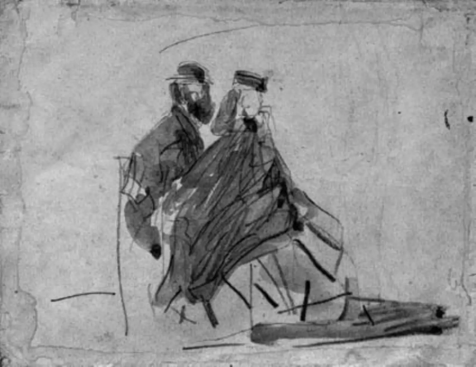 Et par, siddende på stranden by Eugène Louis Boudin