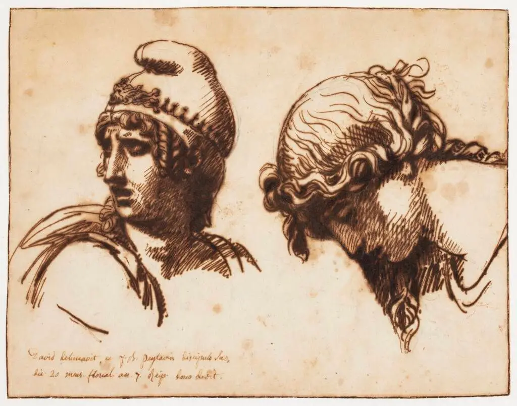 Et kvinde- og et ynglingehoved by Jacques-Louis David