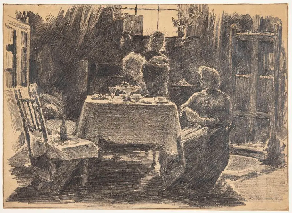 Eftermiddagste i kunstnerens atelier by Bertha Wegmann