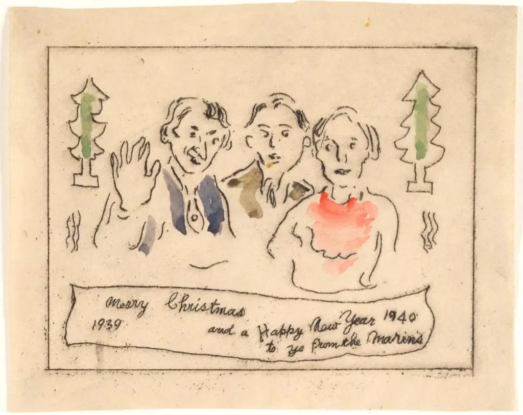 Merry Christmas 1939 Happy New Year 1940 by John Marin