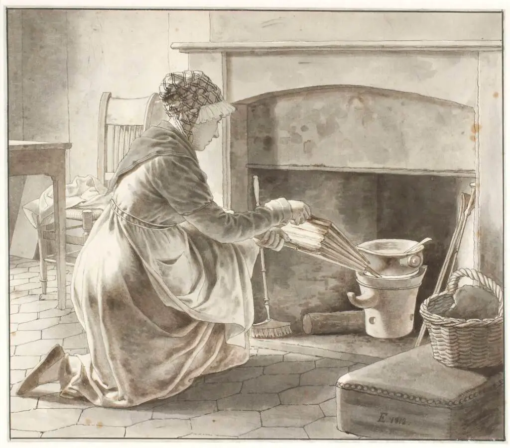 Maden Tilberedes - Eckersbergs værtinde i Paris (?) by C.W. Eckersberg