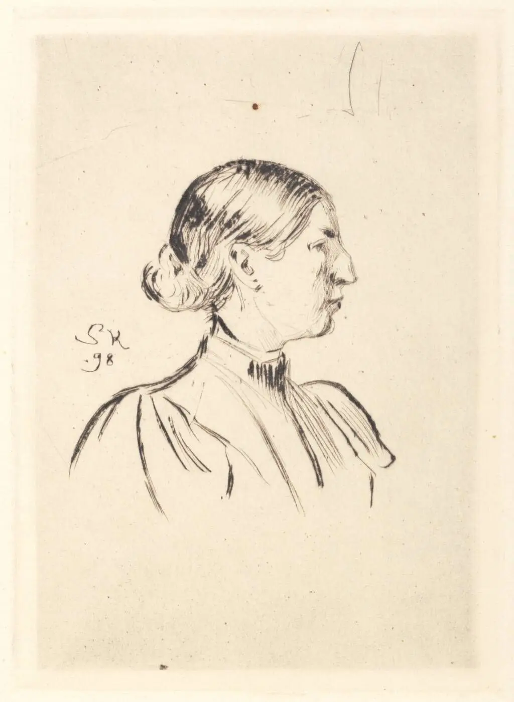 Portræt af Anna Ancher, profil by P.S. Krøyer