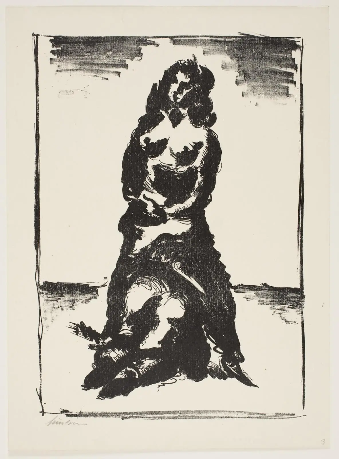 Kvinde, stående over liggende person by Vilhelm Lundstrøm