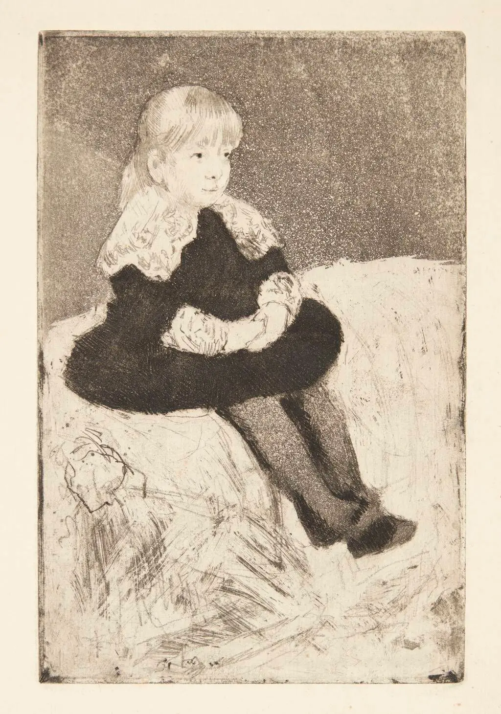 Mademoiselle Luguet siddende på en sofa by Mary Cassatt
