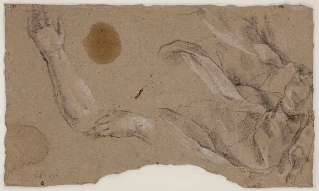 Studier af draperi og hænder by Pietro da Cortona