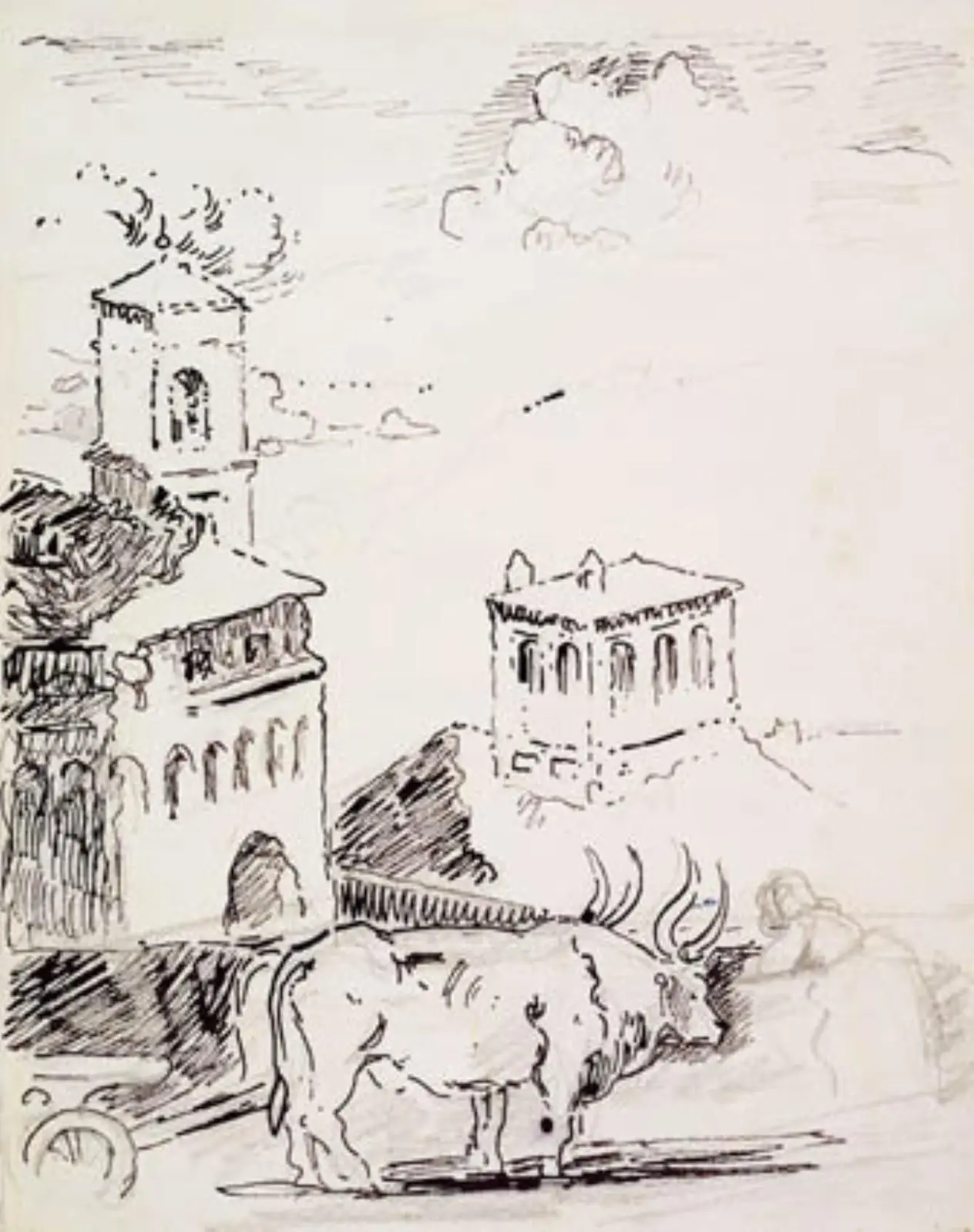 Et spand okser i en gade i Perugia by Henri Edmond Cross