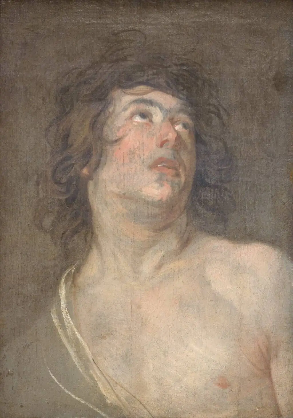 Studiehoved af en ung mand, som ser opad. Skt. Sebastian by Anthony van Dyck