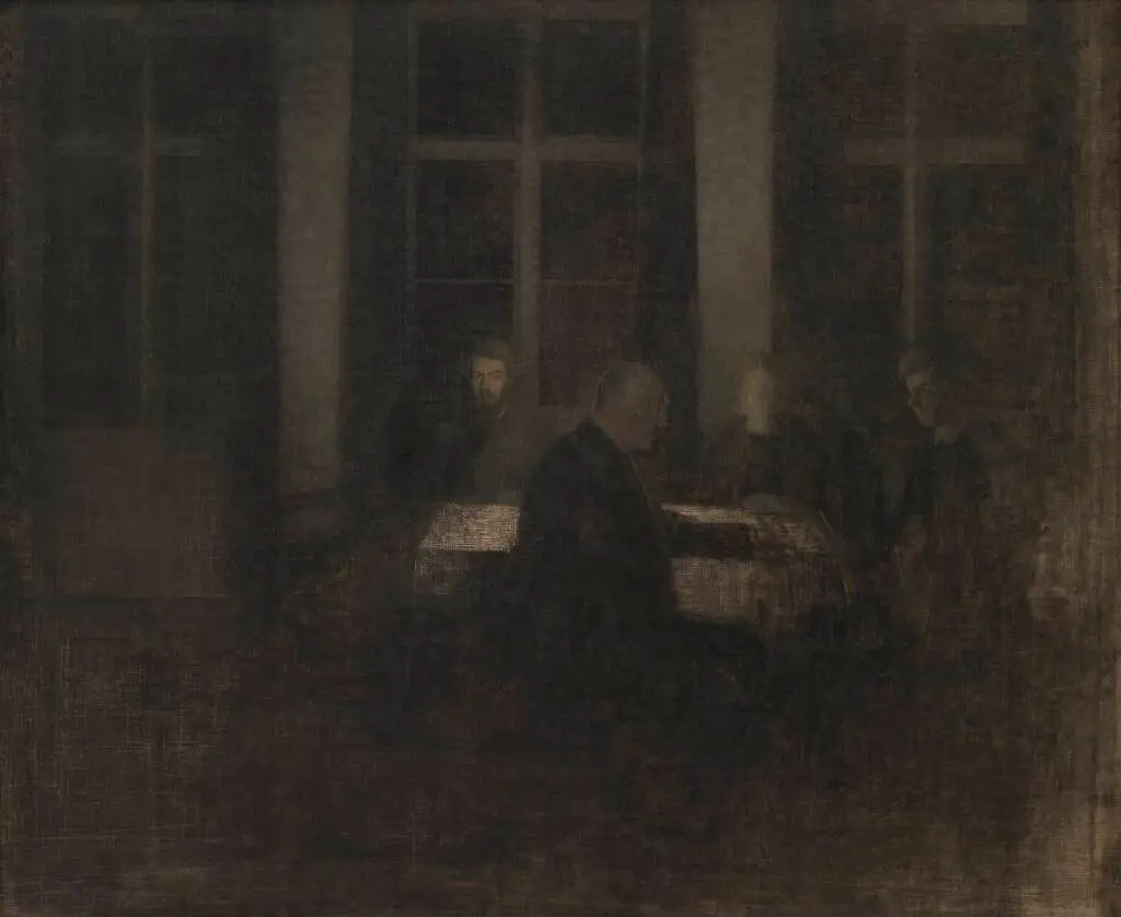 Aften i stuen by Vilhelm Hammershøi