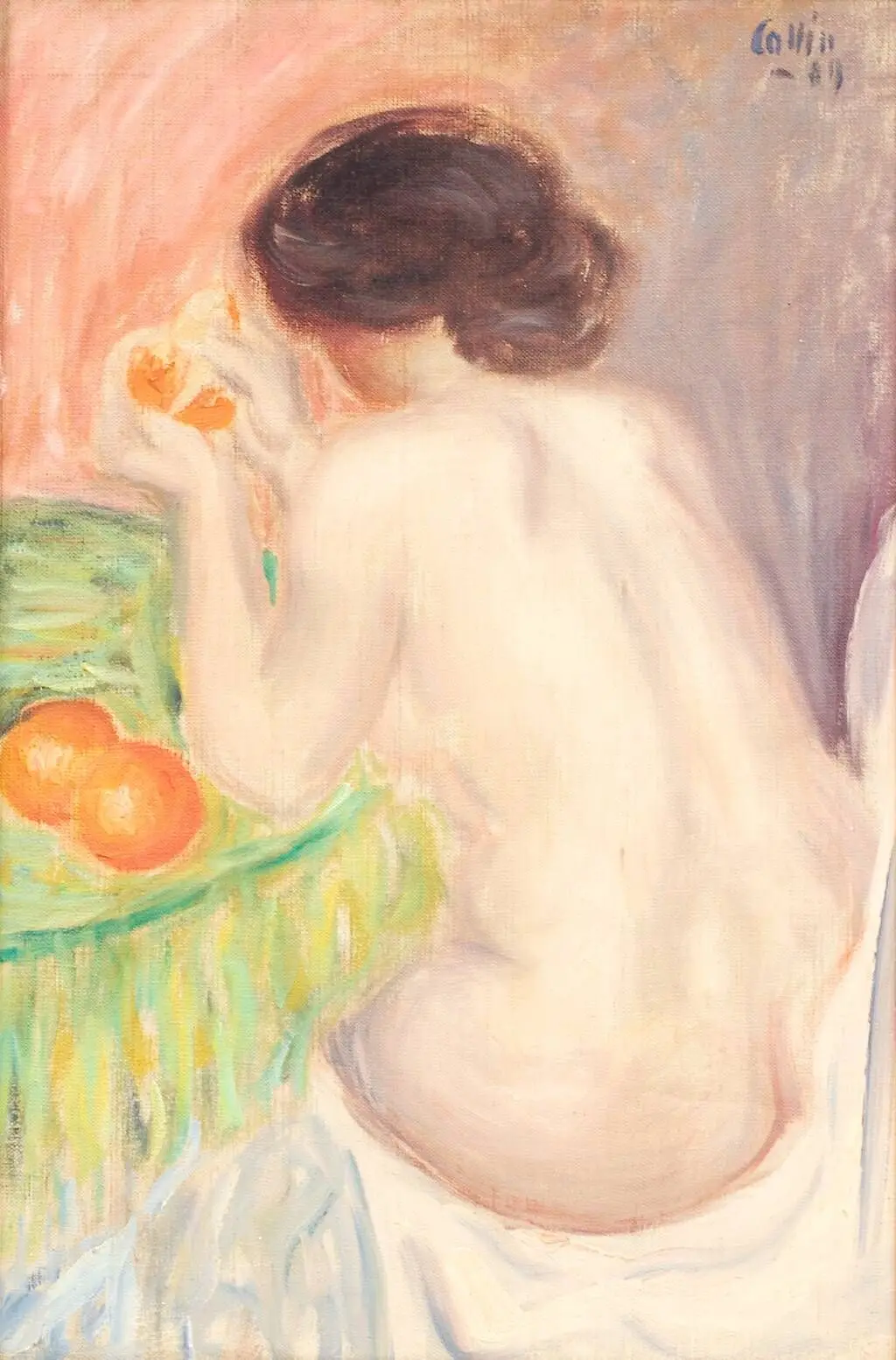 Siddende nøgen kvinde by Marcus Collin