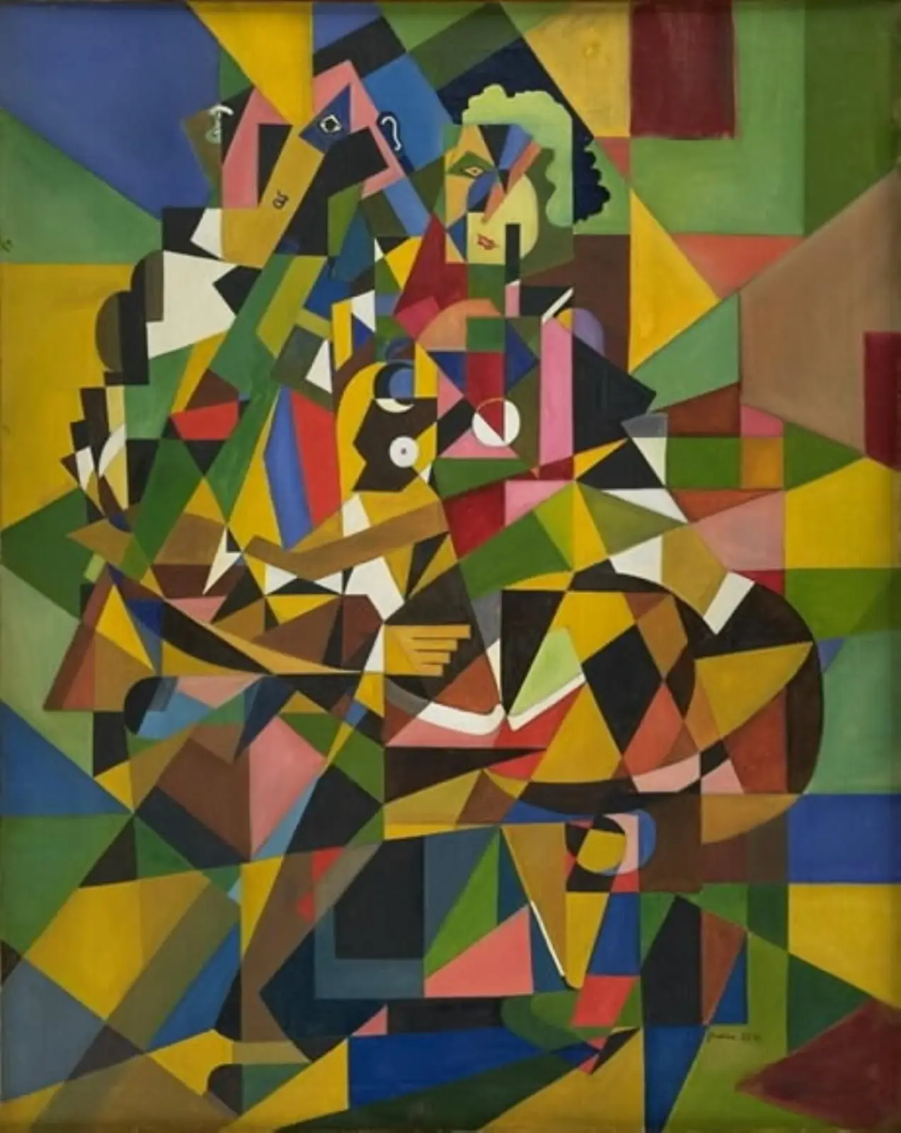 Ung mand og kvinde som læser i en bog ved et rundt bord i en have by Wilhelm Freddie