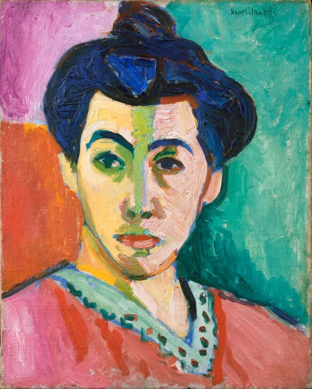 Portræt af Madame Matisse. Den grønne stribe by Henri Matisse