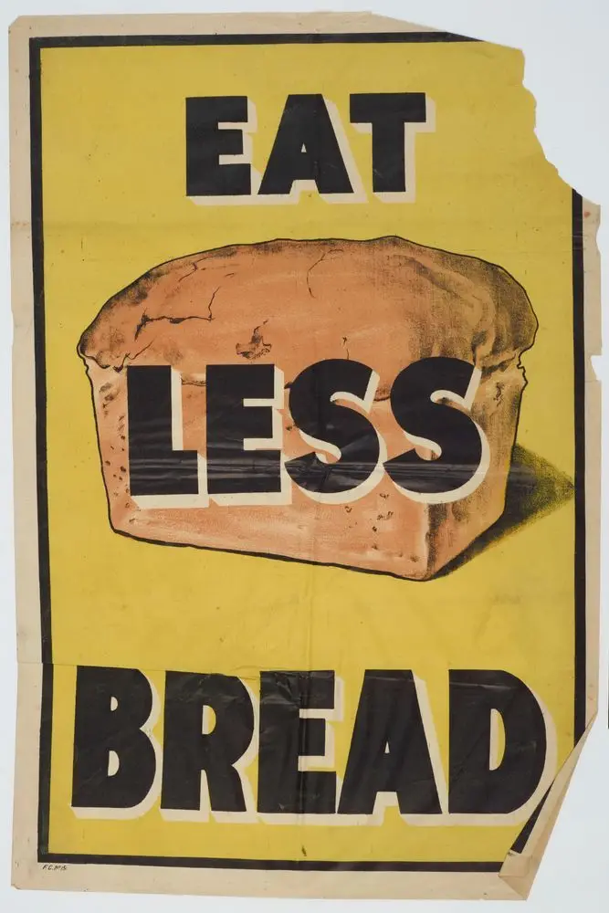 Poster, 'Eat Less Bread' by Hazell, Watson and Viney Ltd.