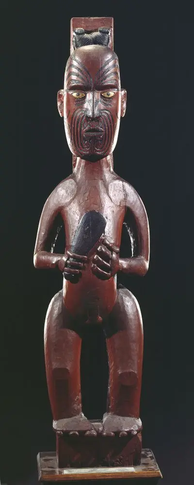 Pou tokomanawa (carved centre post) by Unknown