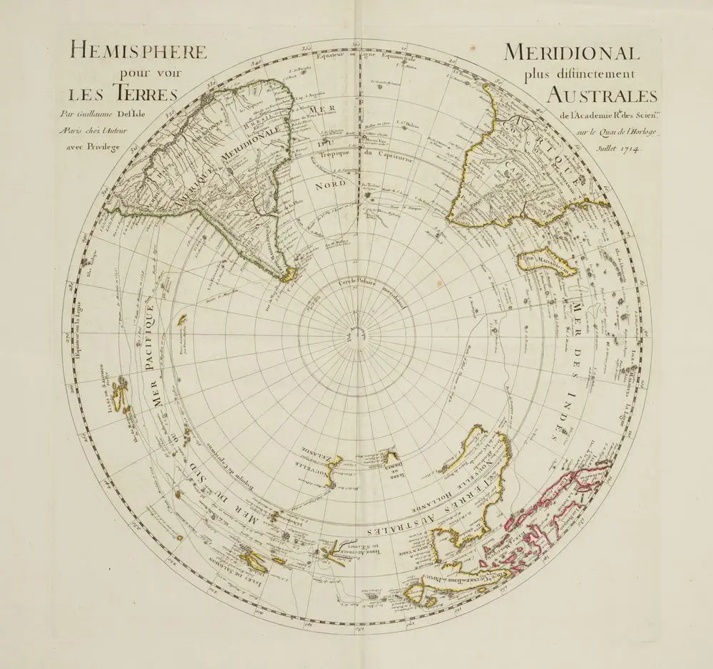 Hemisphere pour voir Les Terres/ Meridional plus distinctement Australes by Guillaume De L'Isle