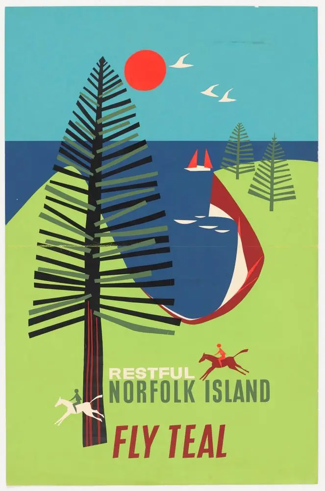 Poster, 'Restful Norfolk Island' by Arthur Thompson