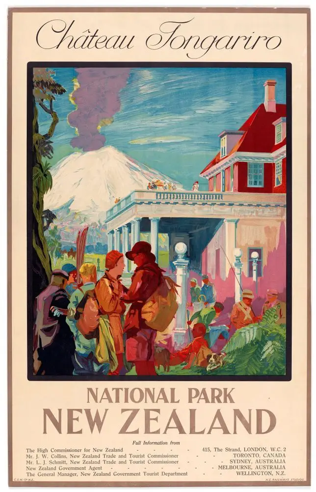 Chateau Tongariro poster by New Zealand Railways Publicity Branch