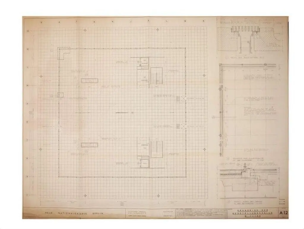 Plan of the Neue Nationalgalerie, Berlin by Mies van der Rohe, Ludwig