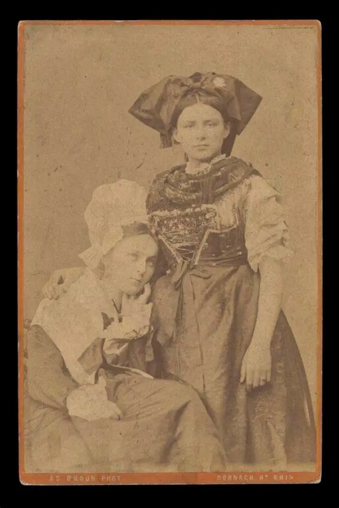 Portrait of two women in national costume by Braun, Adolphe