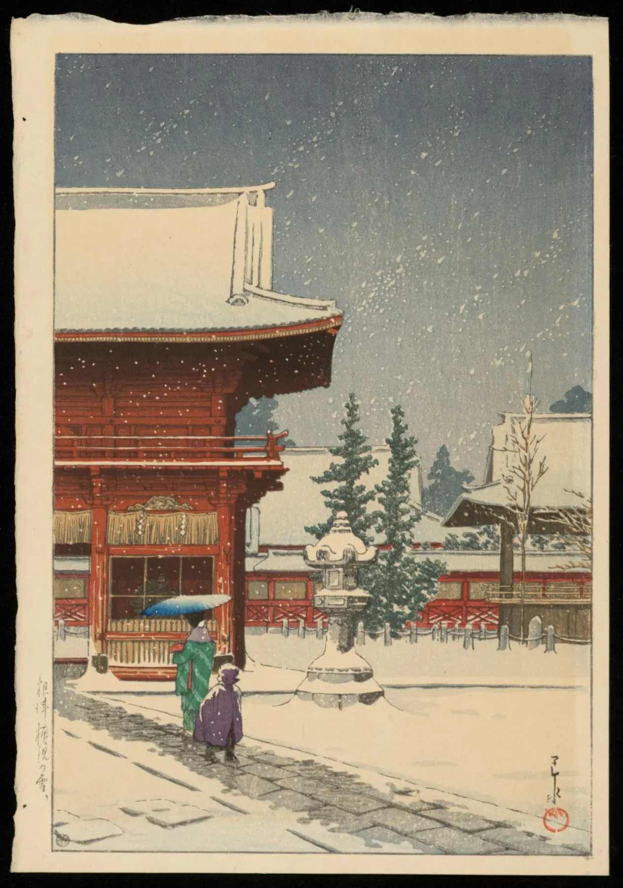 Snow at Nezu Gongen Shrine, 1933 by Kawase Hasui