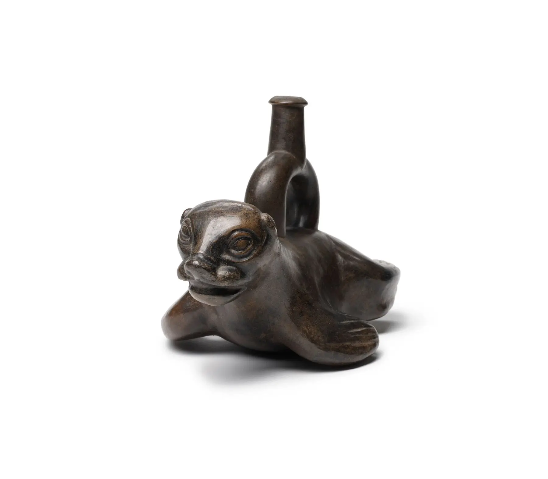 Sea Lion Effigy Stirrup Vessel by Moche
