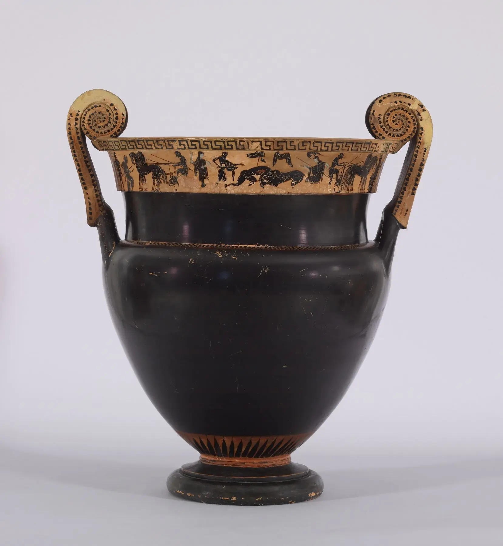 Volute Krater Depicting Herakles, a Lion, Combat and Spectators by Greek