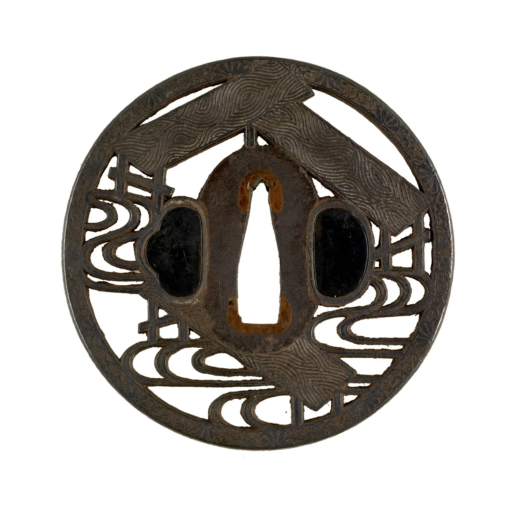 Tsuba with the Eight-plank Bridge (Yatsuhashi) from the "Tales of Ise" by Japanese