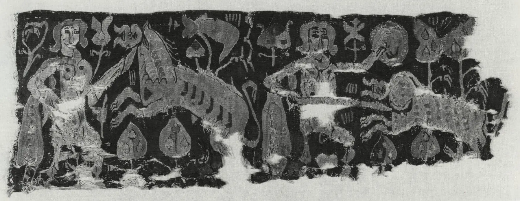 Wall Hanging or Curtain Fragment with Hunt Scene by Egyptian
