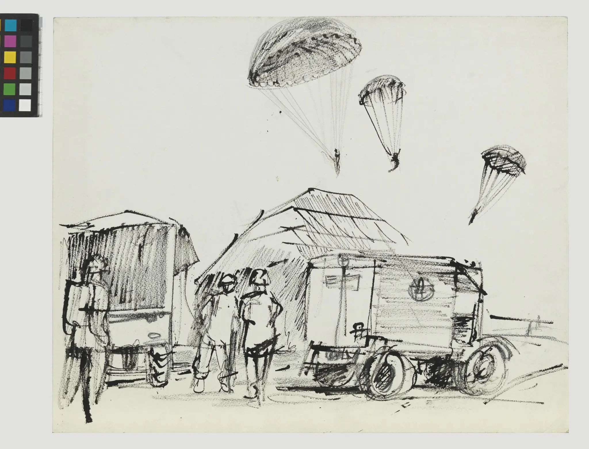 drawing, Parachutes by Tinning, Captain George Campbell
