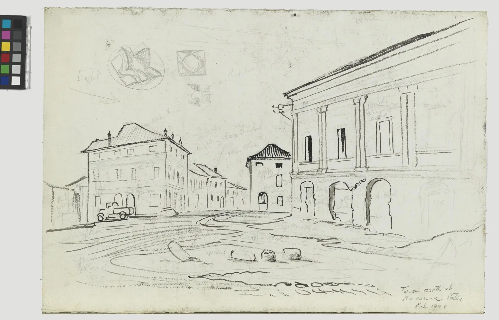drawing, Town north of Ravenna Italy by Tinning, Captain George Campbell