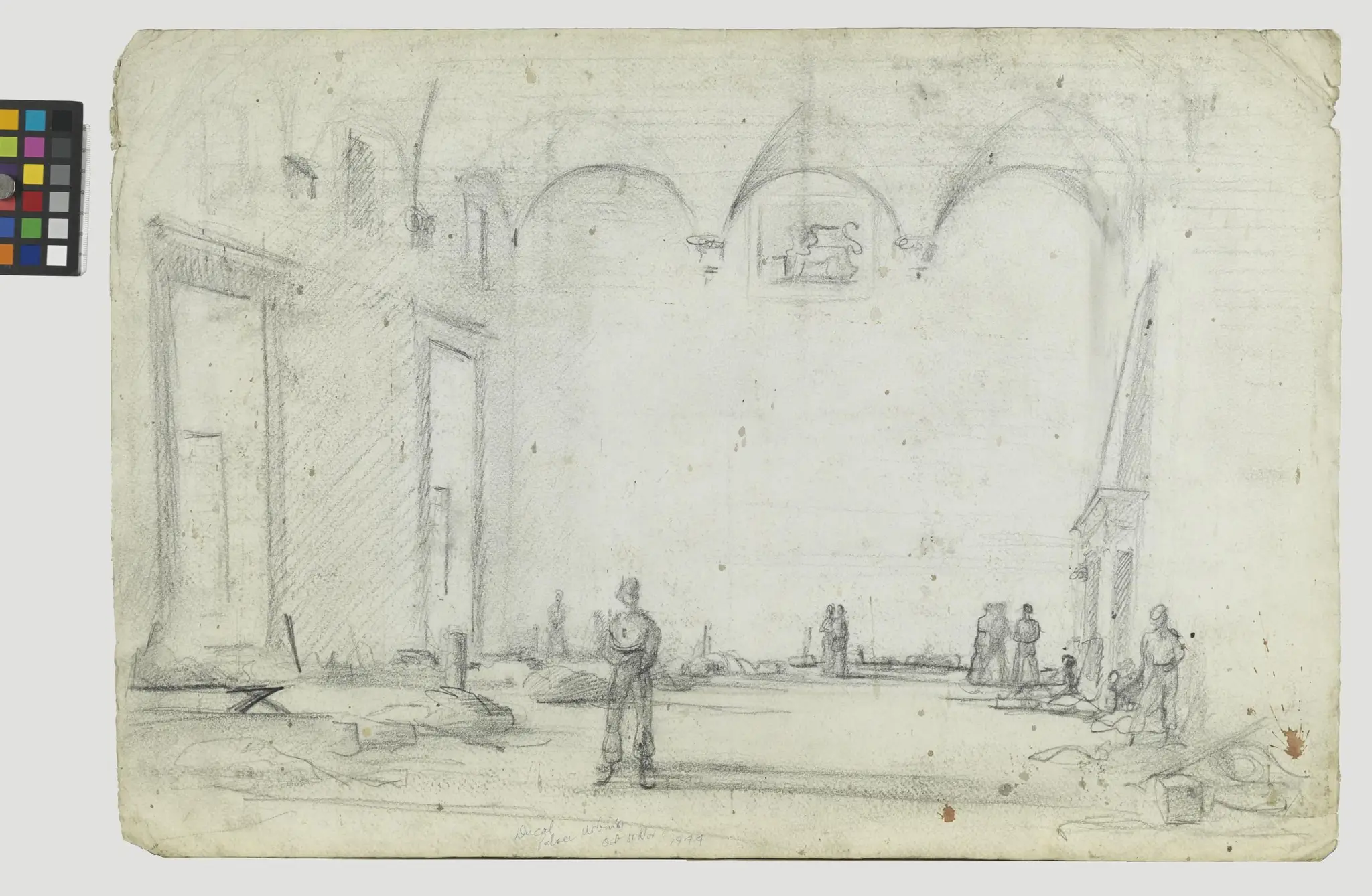 drawing, Ducal Palace Urbino by Tinning, Captain George Campbell