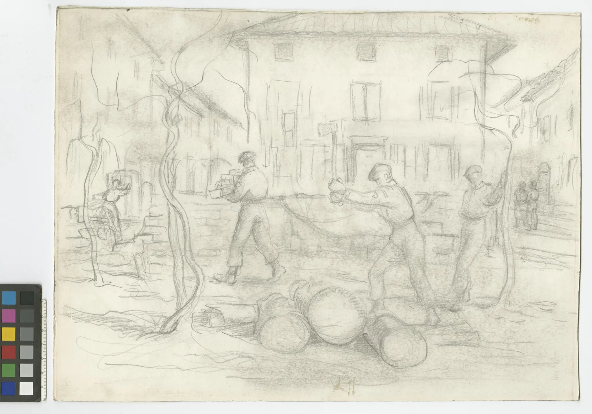 drawing, Chopping Wood Italy by Tinning, Captain George Campbell