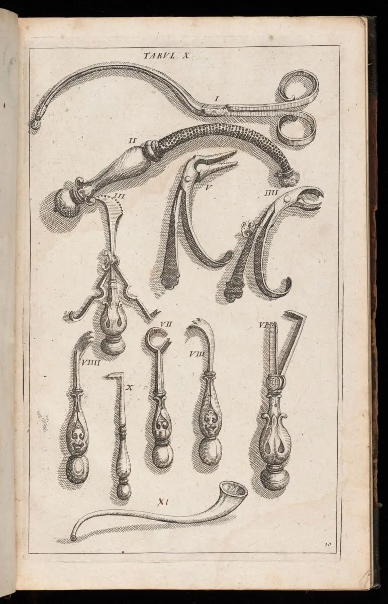 Various dental instruments. by Unknown artist