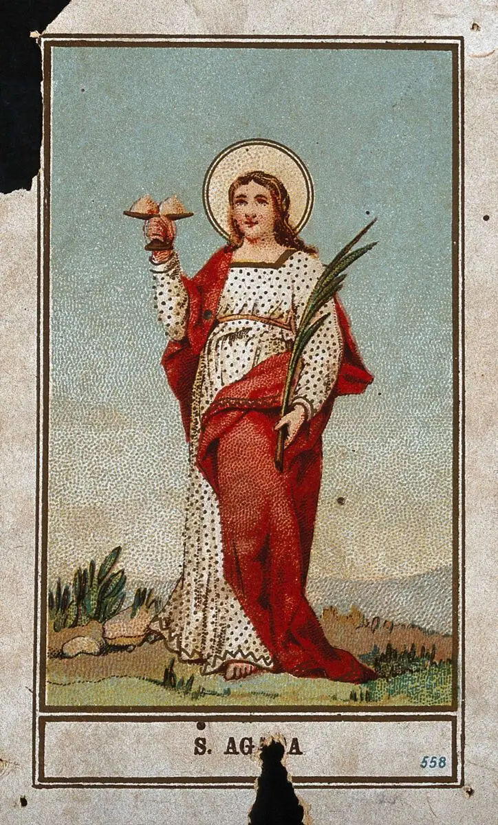 Saint Agatha. Colour lithograph. by Unknown artist