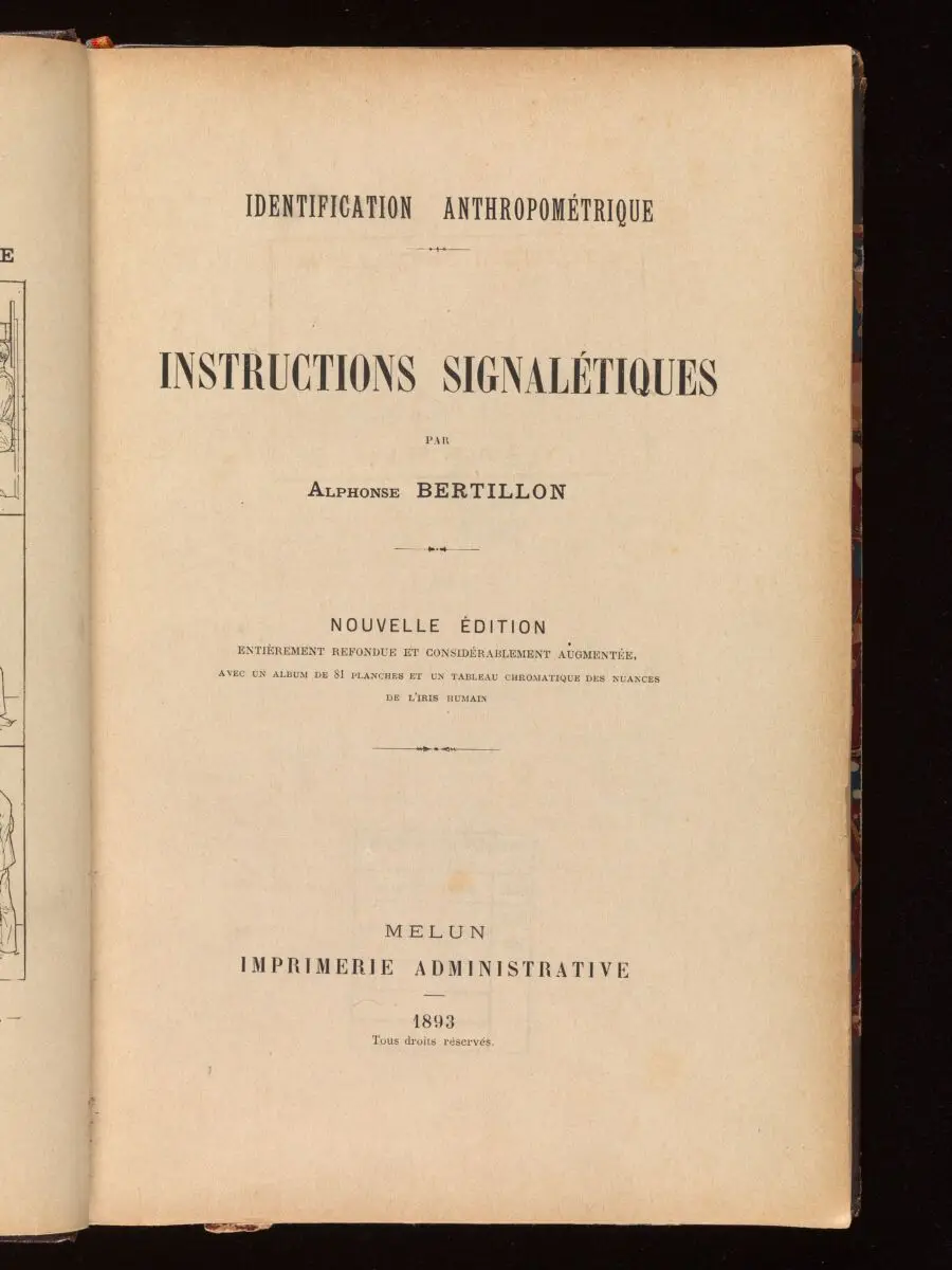 Identification anthropométrique : instructions signalétiques / par Alphonse Bertillon. by Alphonse Bertillon