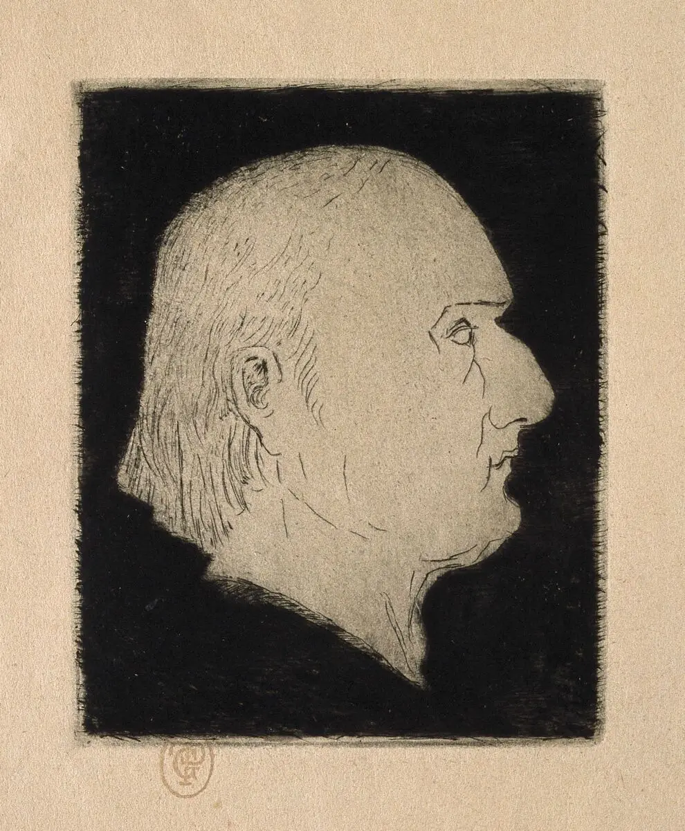 Jean Baptiste Pierre Antoine de Monet Lamarck. Etching by P. F. Gachet. by Paul Gachet