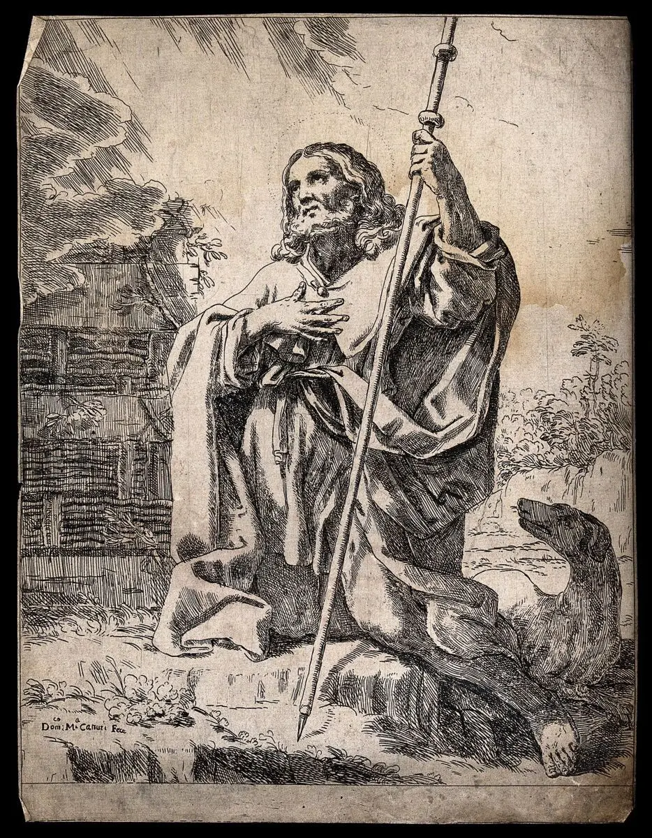 Saint James the Great. Etching by D.M. Canuti. by Domenico Maria Canuti