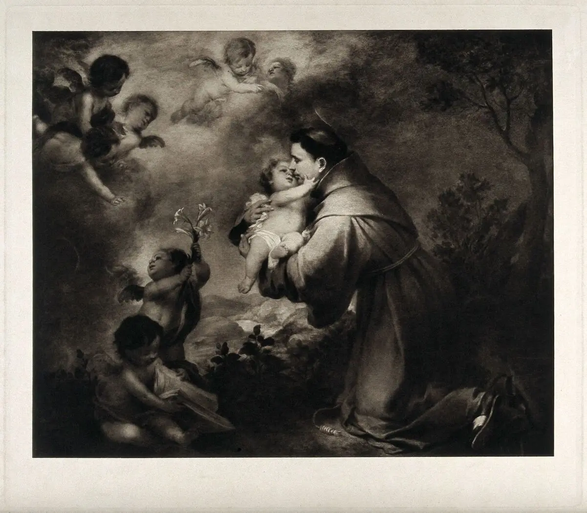 Saint Antony of Padua. Photogravure after B.E Murillo. by Bartolomé Esteban Murillo