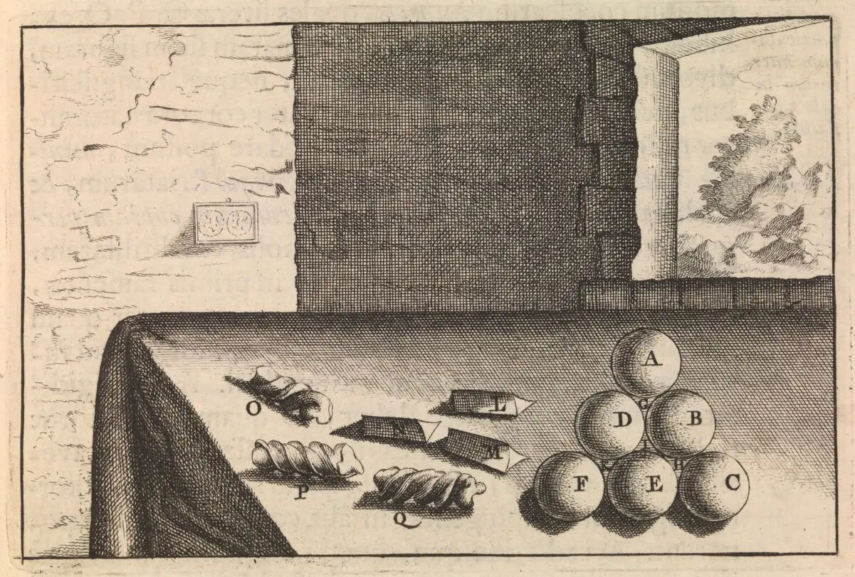 Still life with Cartesian particles. by Unknown artist