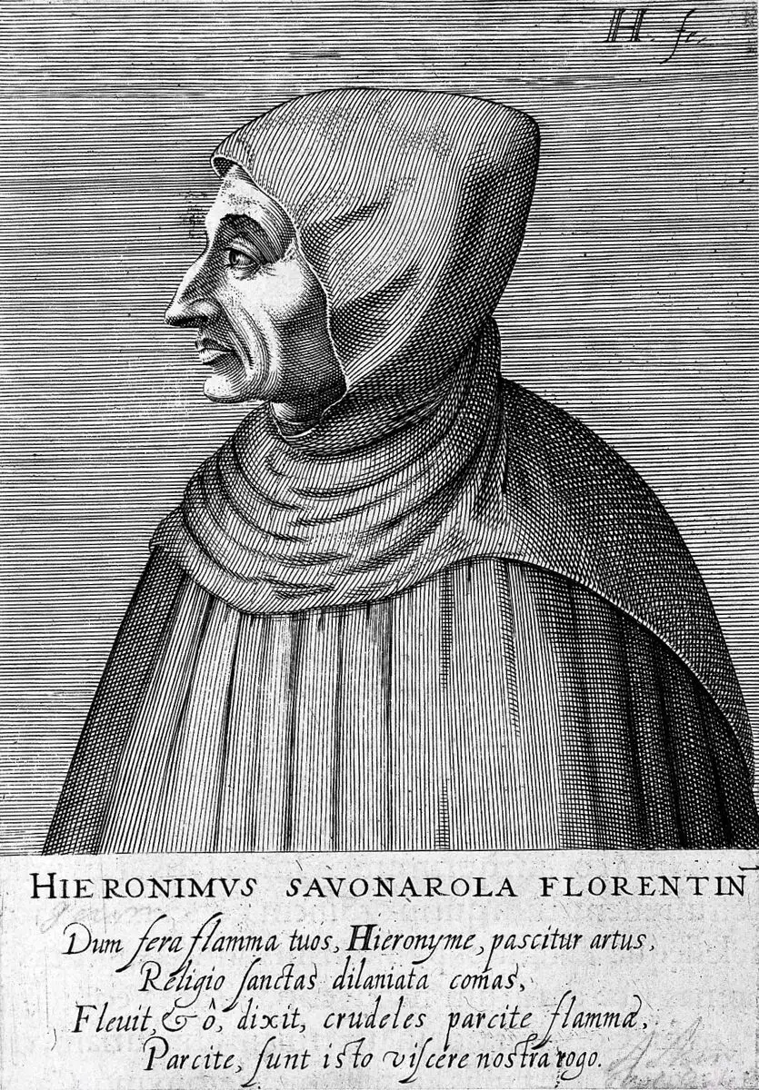 Girolamo Savonarola. Line engraving by H. Hondius. by Hendrik Hondius I