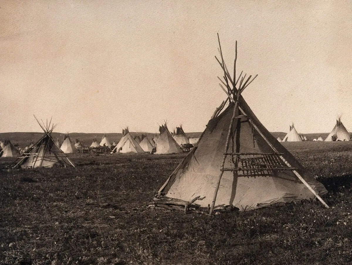 Plains Indian tipi, North America. Photograph by Edward S. Curtis, 1900. by Edward S. Curtis