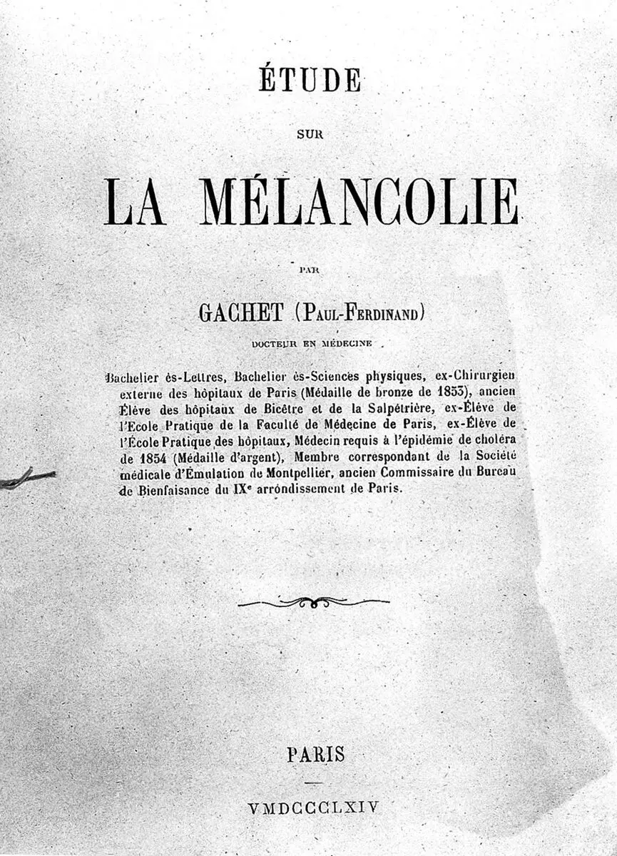 "Etude sur la melancolie", P.F. Gachet, 1864 by Unknown artist