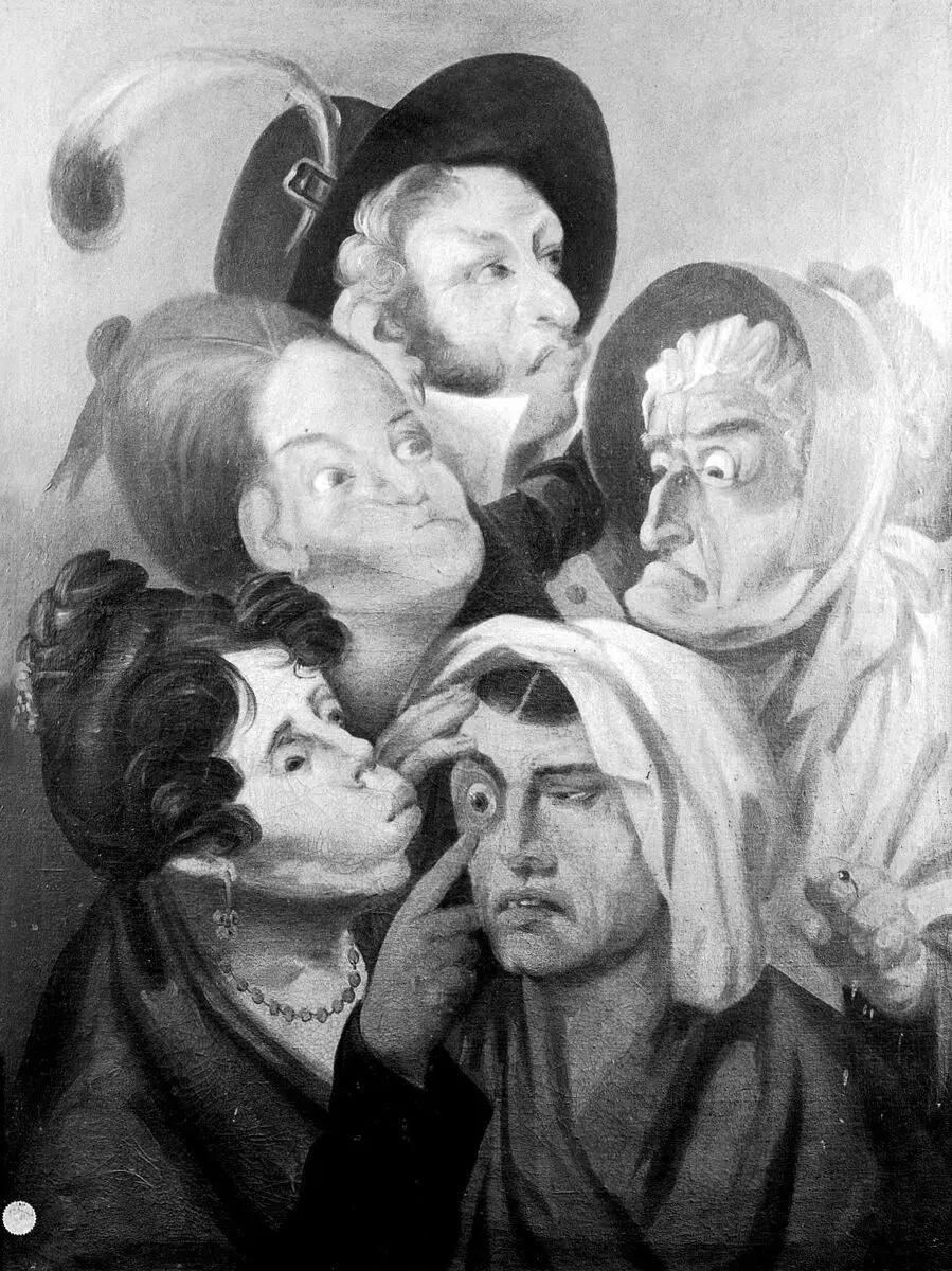 L.L. Boilly, a physiognomical caricature with a figure by Unknown artist