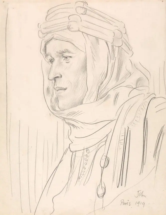 Portrait of Colonel Thomas E. Lawrence (Lawrence of Arabia) by Augustus Edwin John, 1878–1961