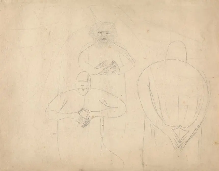 Study of Three Figures for "Adoration of Old Men" by Sir Stanley Spencer, 1891–1959