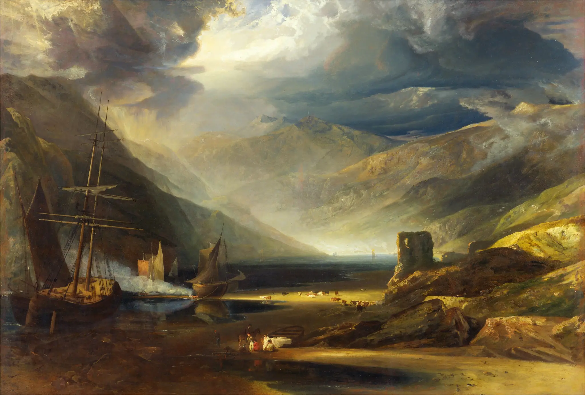A Scene on the Coast, Merionethshire - Storm Passing Off by Anthony Vandyke Copley Fielding, 1787–1855