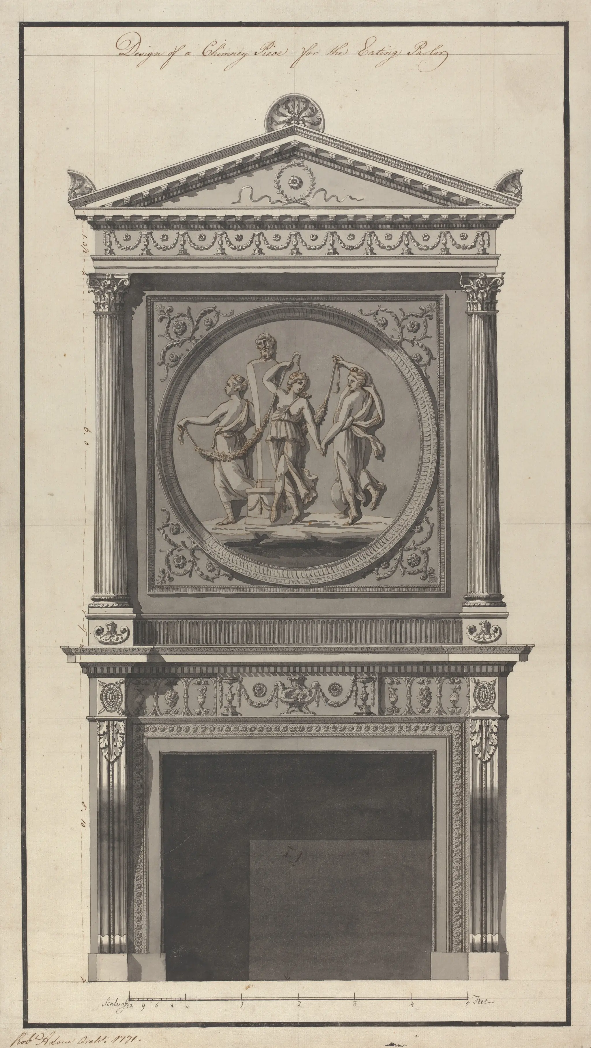 Headfort House, Ireland: Elevation of the Eating Parlor by Robert Adam, 1728–1792