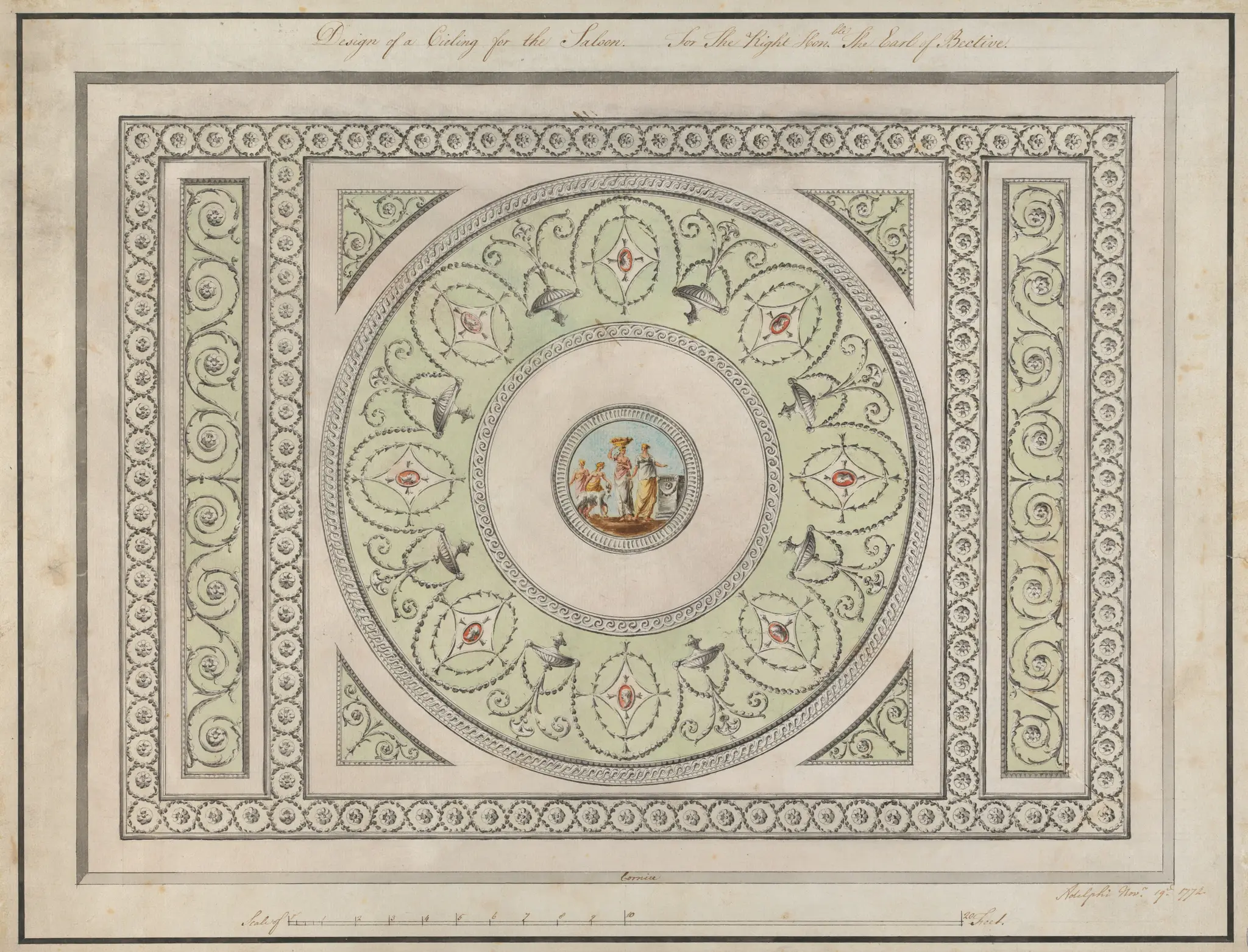 Headfort House, Ireland: Saloon Ceiling by Robert Adam, 1728–1792