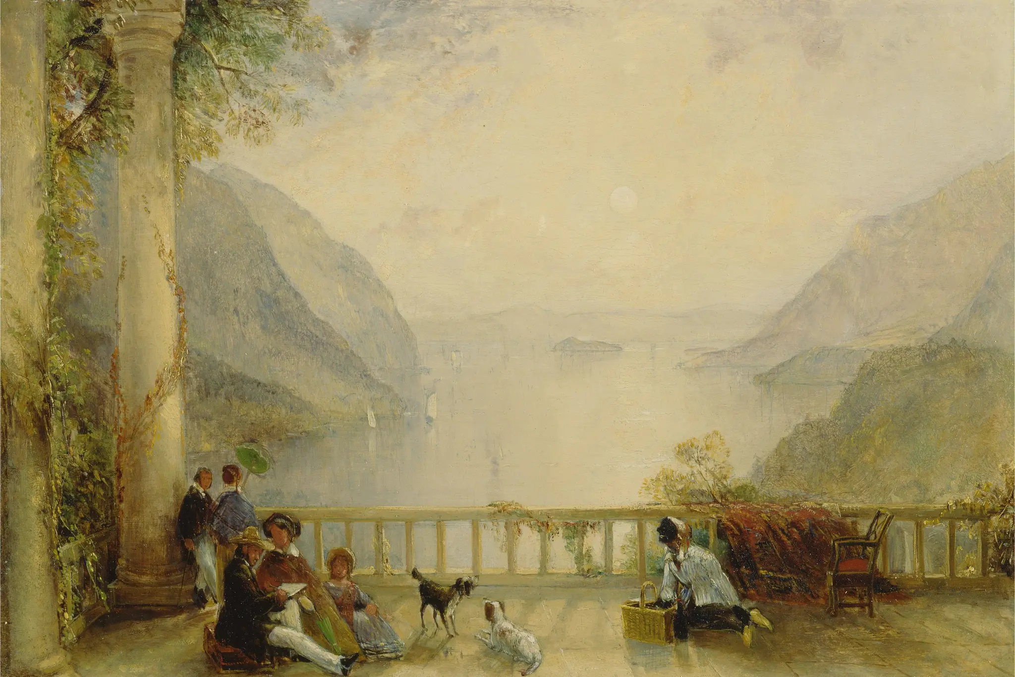 Figures on a Balcony, probably at Westpoint by Thomas Creswick, 1811–1869